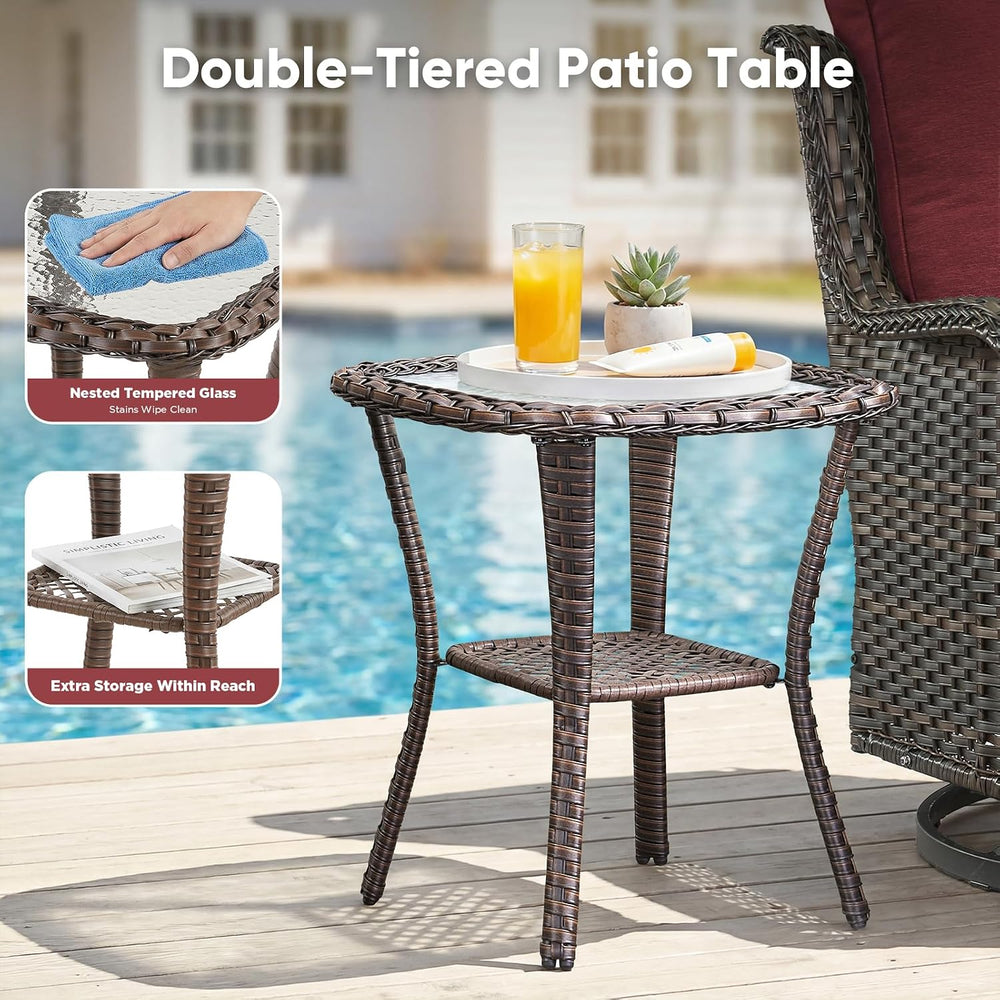 Belord Patio Wicker Chairs Swivel Rocker,Outdoor Patio Furniture Set with Rat...