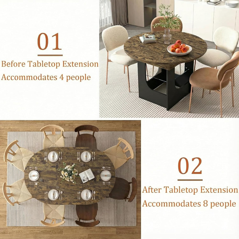 ARTETHYS 43.3"-59" Extendable Round Dining Room Table for 4-8 with ...