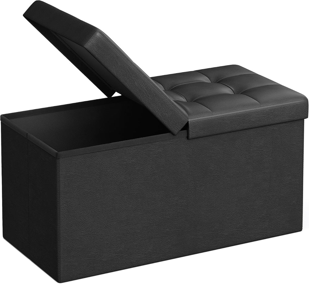 SONGMICS 30 Inches Folding Storage Ottoman Bench with Flipping Lid | Storage ...