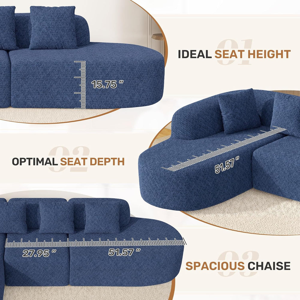 114 Inch Couches for Living Room,Modern Modular Sectional Sofa with Chaise,L-...