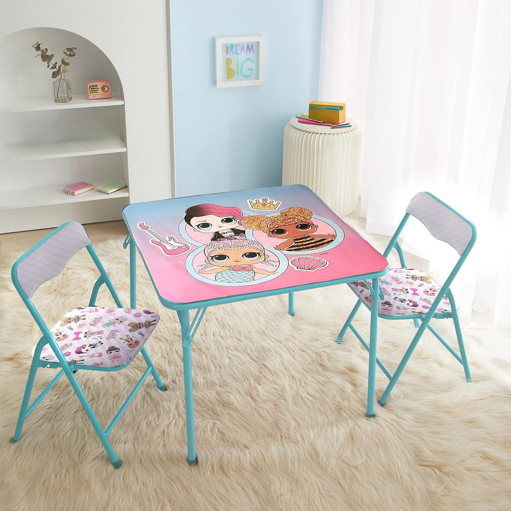 LOL Surprise Kids Table and Chair Set,3 Piece Square Activity Table with 2 Chairs for Toddlers & Children, Ages 3+