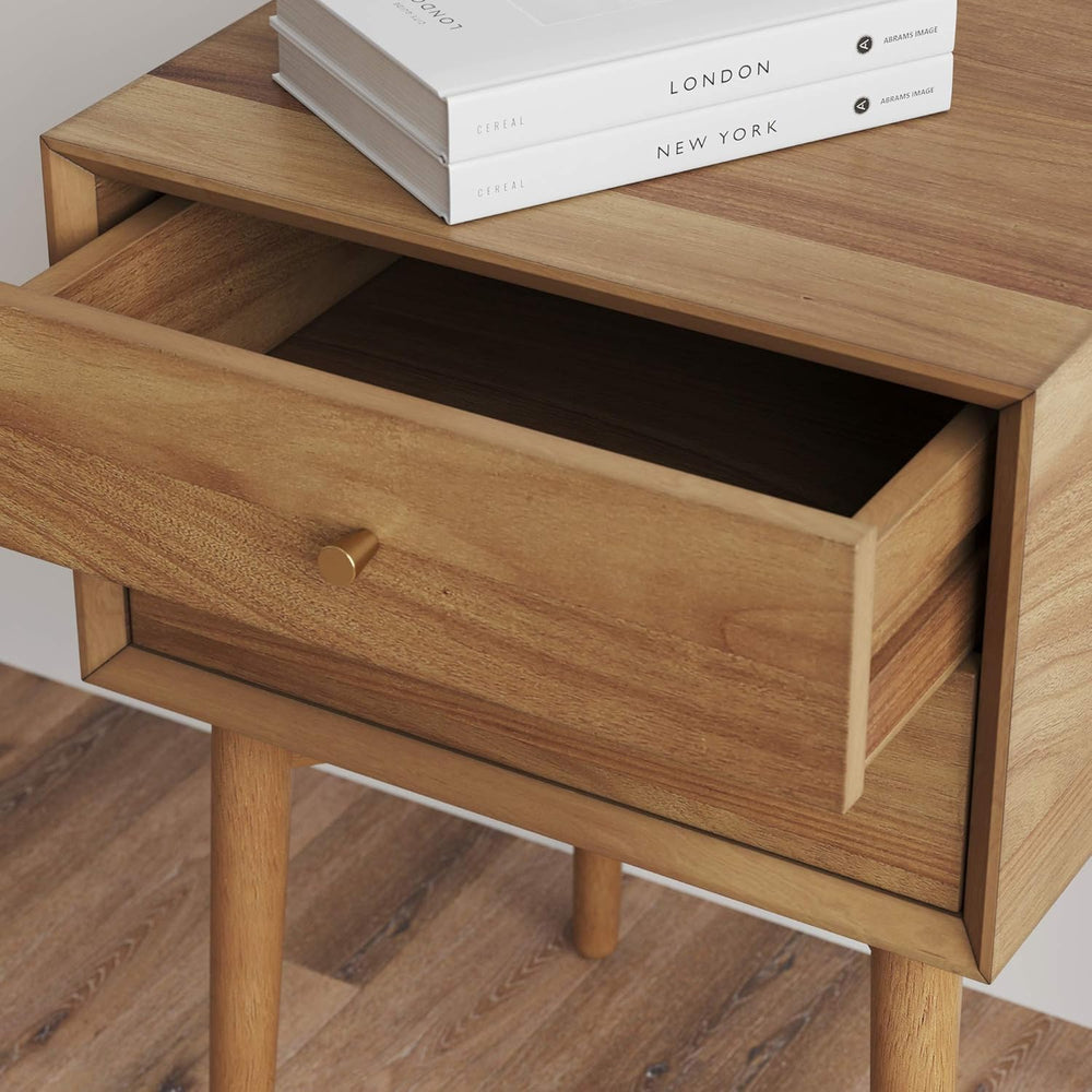 Nathan James 32704 Harper Mid-Century Oak Wood Nightstand with 2-Drawers, Sma...