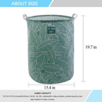 Mziart Large Foldable Laundry Basket Organizer, Collapsible Laundry Hamper Fabric Clothes Toy Storage Basket Nursery Hamper Storage Bin for Household Bedroom, Bathroom, College Dorm (Big White Leaf)