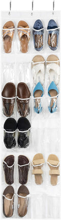 ZOBER Over the Door Shoe Organizer, 24 Pockets - Hanging Shoe Rack W/Mesh Pockets to Store Shoes, Towels, Snacks, Toys - Closet, Pantry Storage