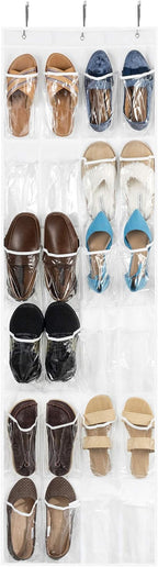 ZOBER Over the Door Shoe Organizer, 24 Pockets - Hanging Shoe Rack W/Mesh Pockets to Store Shoes, Towels, Snacks, Toys - Closet, Pantry Storage