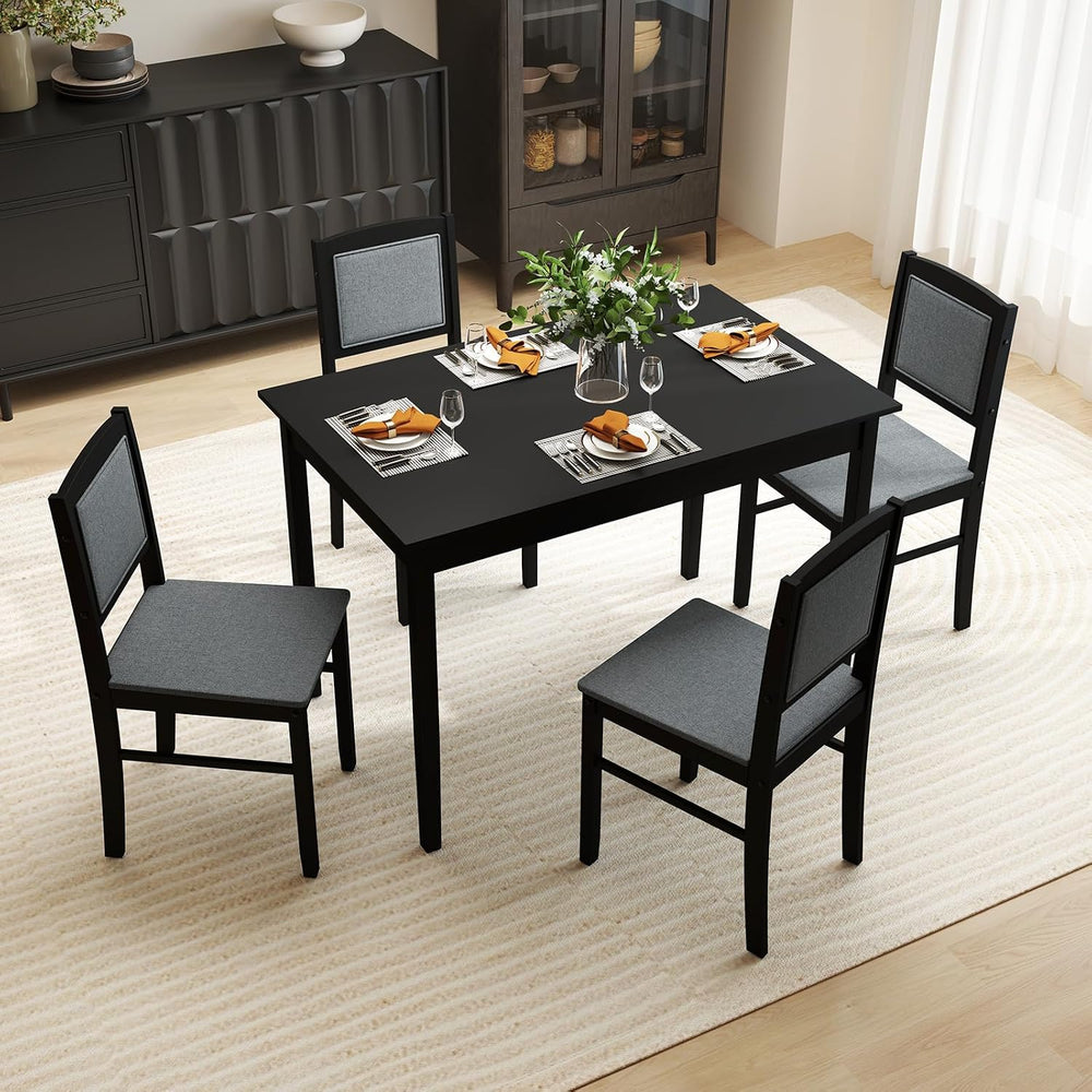 Giantex 5-Piece Dining Table Set for 4, Wooden Kitchen Table and Chairs with ...