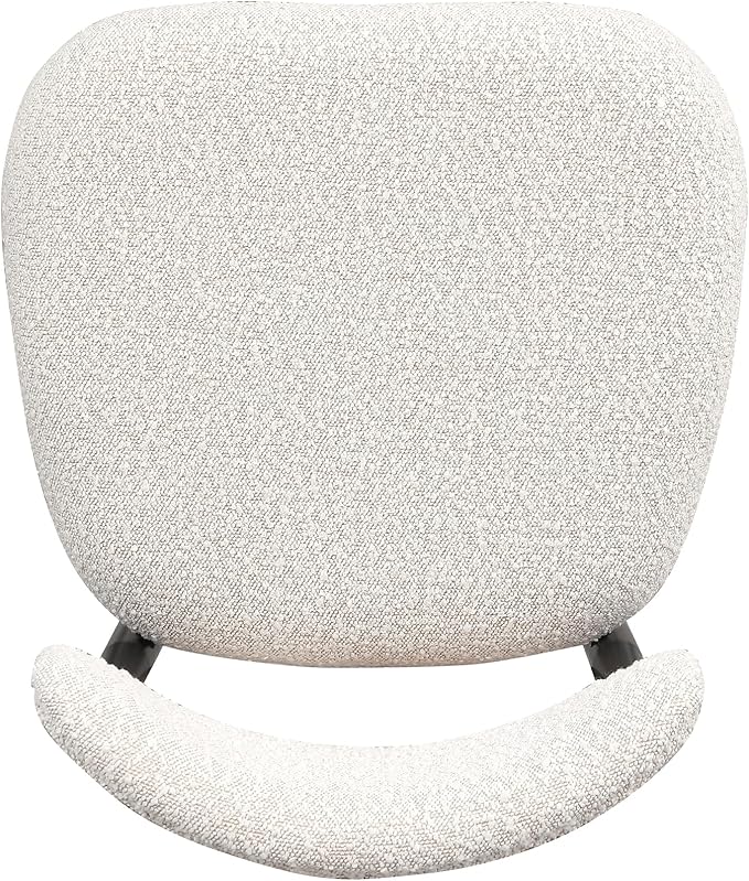 Morden Fort Modern Dining Chairs Set of 4, White Armless Chairs with Curved Backrest and Black Metal Legs for Dining Room, Kitchen, Living Room, Apartment