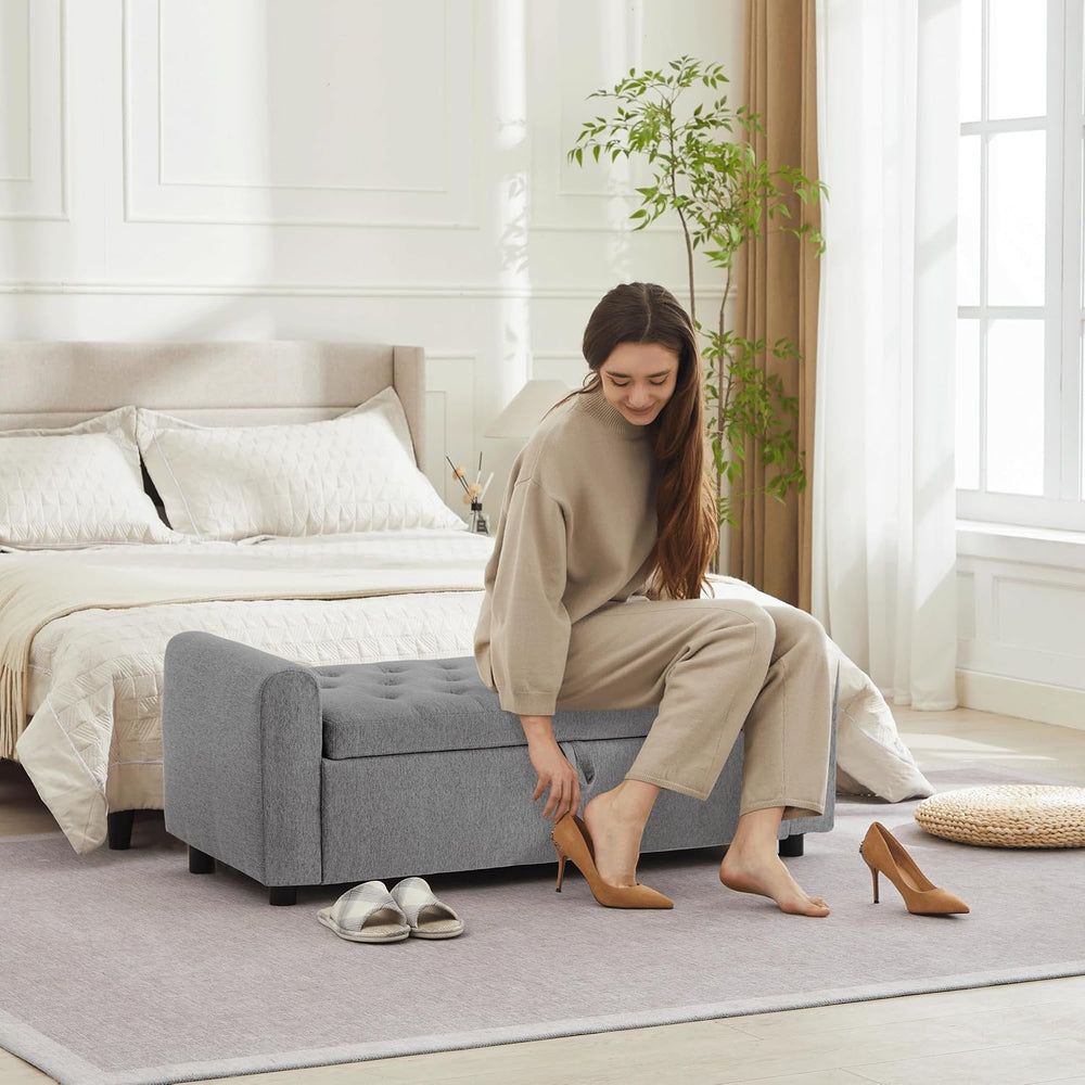 48" Ottoman with Storage, Tufted Storage Ottoman Bench, Convenient Livin...