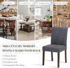 Upholstered Parsons Dining Chairs Set of 4, Modern Dining Room Chairs with Back, Fabric Kitchen Side Chairs with Wood Legs for Dinner Farmhouse Restaurant, Dark Grey