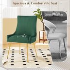 Velvet Dining Chairs Set of 6, Modern Upholstered Kitchen Chair with Pull Handle & Pleated Back, Mid Century Accent Chair with Gold Metal Legs for Vanity,Dining,Kitchen,Living Room, Green