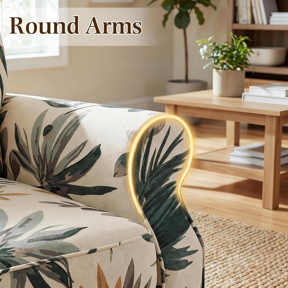 YOLENY Mid Century Wingback Arm Chair, Modern Upholstered Fabric High Back Ac...