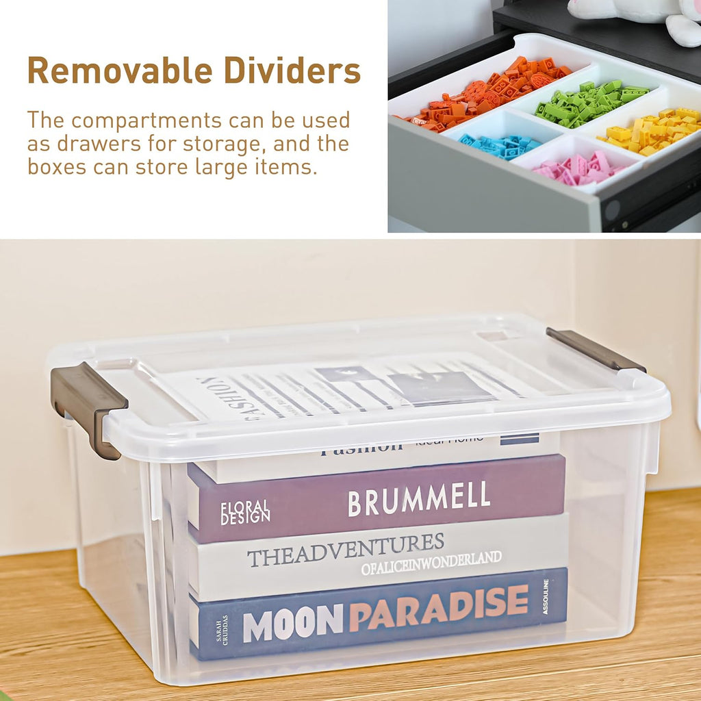 Citylife 17 QT Plastic Storage Box with Removable Tray Craft Organizers and Storage Clear Storage Container for Organizing Bead, Tool, Sewing, Playdoh, 2 Packs