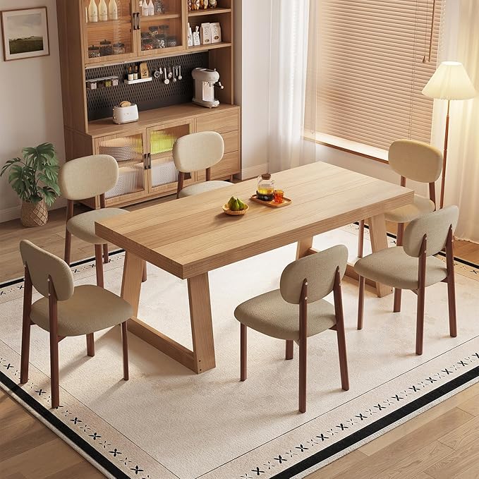 Modern Dining Room Chairs Set of 2 Upholstered Kitchen & Dining Chairs with Metal Legs for Dining Room Kitchen Living Room, Beige/Walnut Linen