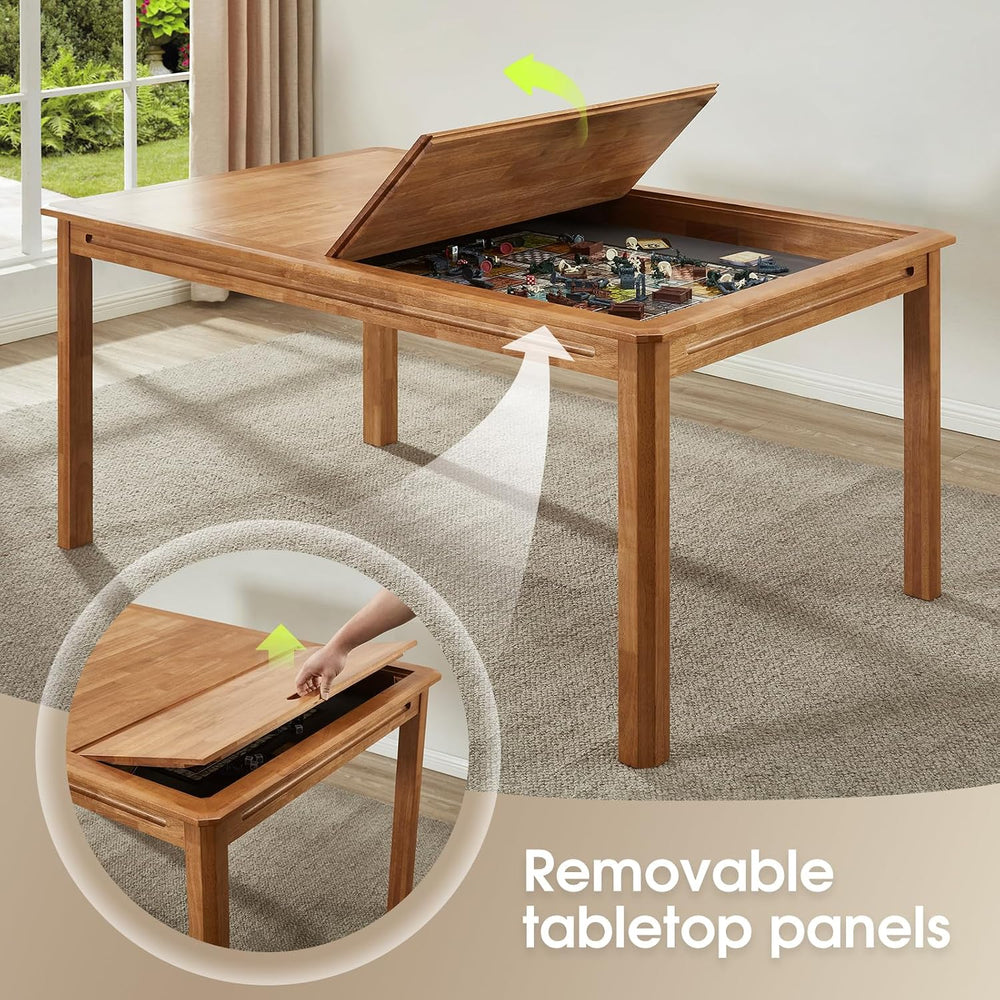 Board Game Table with Removable Table Top, Seats 4 to 6 Players with 57in x 3...