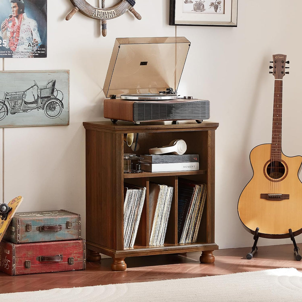 Joaxswe Record Player Stand with Charging Station Up to 200 Albums, 24" ...