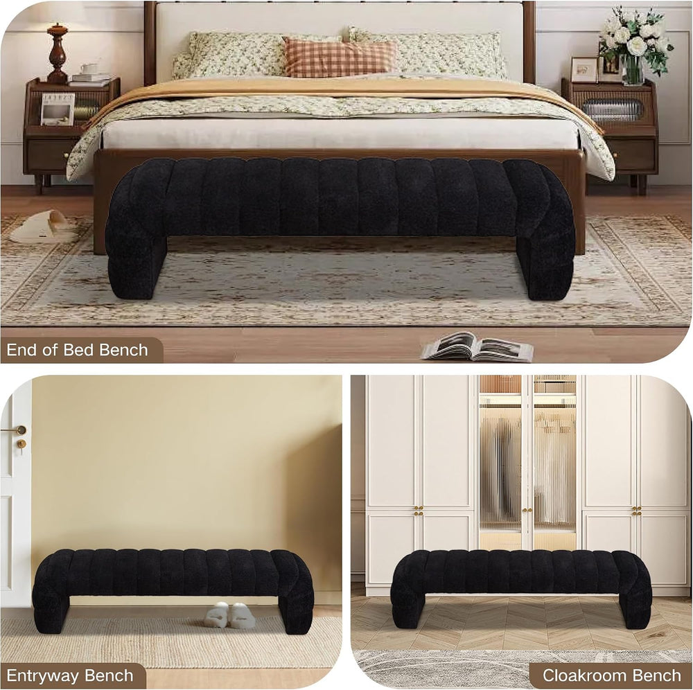 Shoe Bench for Entryway, 69.7''W Modern End of Bed Bench Long Ottoman...