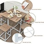 Giantex 5 Piece Dining Table Set, Dining Set for 4 with Square Stools, Small Kitchen Table Set with Metal Frame, Compact Design for Small Space, Home Kitchen Bar Pub Apartment
