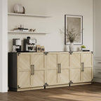 SICOTAS Large Modern Industrial Sideboard Buffet Cabinet with Storage Doors | Rustic Extra Wide Sideboard Buffet Cabinets, Accent Credenza Storage Cabinet with 6 Doors and Adjustable Shelves for Entryway