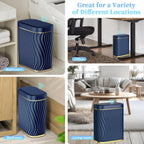 steo spce Bathroom Small Trash Can with Automatic Touchless Lid, 2.6 Gallon Smart Garbage Can Narrow Waterproof Trash Bin for Bedroom, Office, Living Room (Dark Blue)
