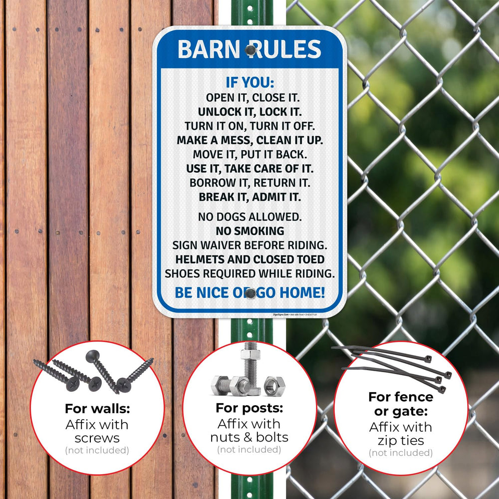 Barn Rules No Dogs Allowed Be Nice Or Go Home Sign,