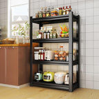 Storage Shelves, Garage Metal Shelving Unit, Adjustable, Double-Layer Column with Reinforced Ribs, Heavy-Duty, Capable of Bearing 600-3600 lbs (Black, 47''W*24''D*63''H, 4-Tier)