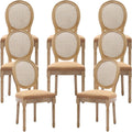 French Country Dining Chairs Set of 8, Caramel Kitchen & Dining Room Chairs Set of 8, Rattan Dining Chairs, Cane Back, Wood Legs, Sillas De Comedor (Rattan, Amber, 8Pcs)