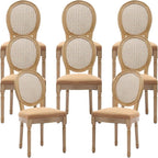 French Country Dining Chairs Set of 8, Caramel Kitchen & Dining Room Chairs Set of 8, Rattan Dining Chairs, Cane Back, Wood Legs, Sillas De Comedor (Rattan, Amber, 8Pcs)