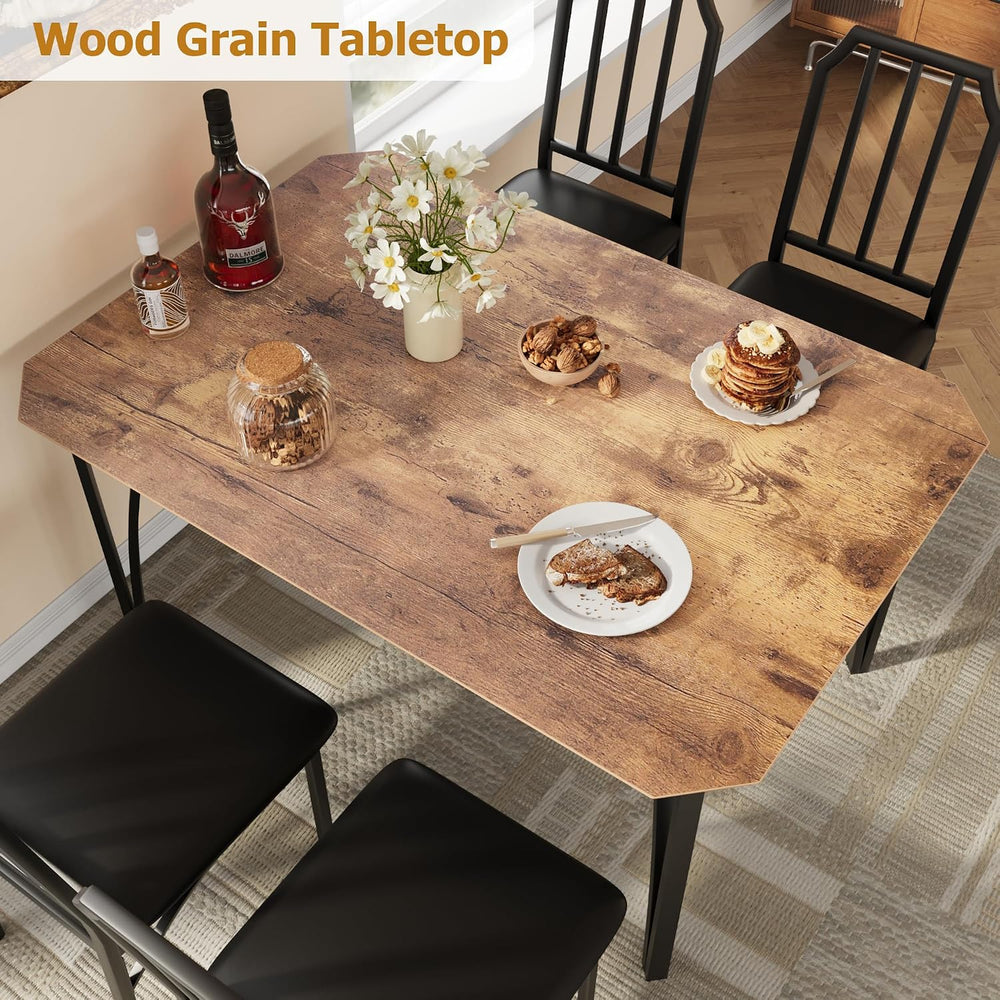 GAOMON 5-Piece Dining Table Set for 4, Modern Kitchen Table with Chamfered De...