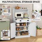 ARTPOWER 54" Kitchen Microwave Cabinet/Stand with Storage and Drawers, Pantry Storage Cabinet with Hutch & Adjustable Shelves for Kitchen, Dining Room, Living Room, Hallway in White