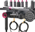 Wall Mount Holder for Dyson Styler Supersonic Hair Dryer, Nail-Free or Perforat Install, Organizer for Storage Attachments, Rack with Hooks for Accessories Nozzles Barrels Brushes