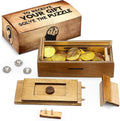 Gejoy Secret Puzzle Box Cash Gift Wooden Puzzle Box for Adults Brain Teaser Wooden with Hidden Compartments for Christmas Cash Gift(Brown,18 x 8 x 4.8 cm,Plywood)