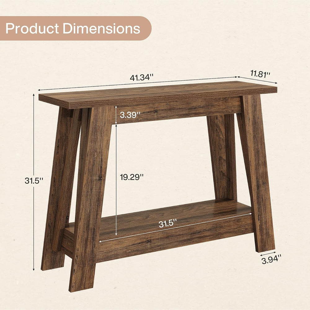 Tribesigns 41.3-Inch Farmhouse Entryway Table, 2-Tier Narrow Console Table Be...