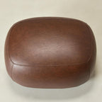 KINWELL 23" Wide Faux Leather Upholstered Ottoman, Mid-Century Modern Living Room Footrest with Soft Padded Seat, Footstool for Bedroom, Entryway or Living Room, Dark Brown