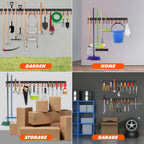 34'' All Metal Garden Tool Organizer Wall Mount Garage Organizers and Storage with Hooks Tool Hangers for Shed