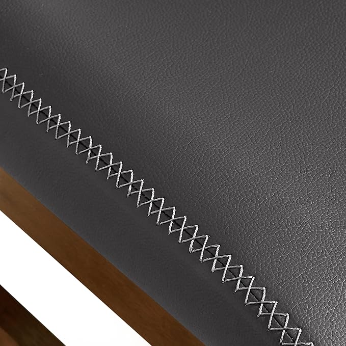 SyMax Dining Chairs Set of 4, Faux Leather Dining Room Chairs with Stitched Edge Trim, Modern High-End Kitchen Side Chairs for Bedroom, Living Room, Ash Gray