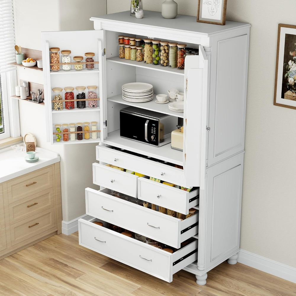 Merax 77" Tall Large Kitchen Pantry Storage Cabinet with 2 Doors & 2...