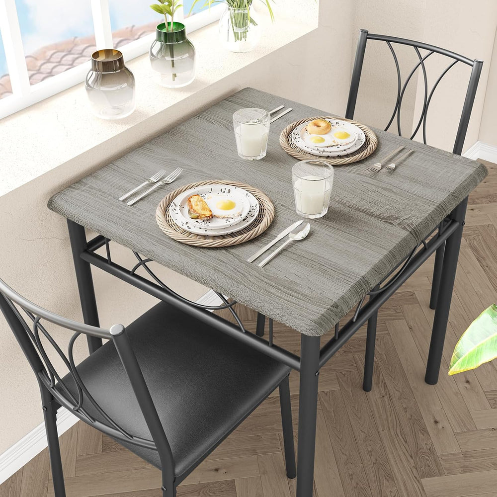 Dining Table Set for 2, Kitchen Table with 2 Upholstered Chairs, Wood 3-Piece...