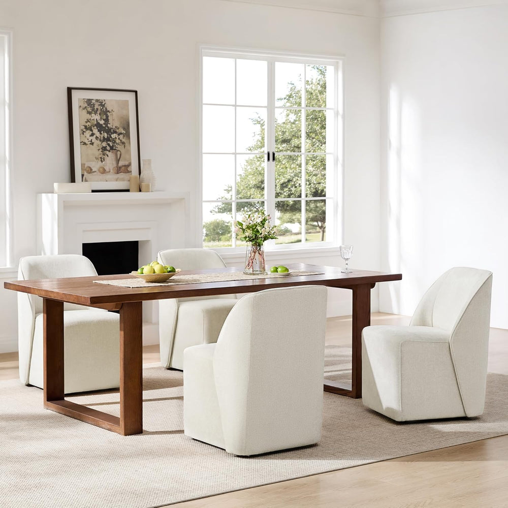 Watson & Whitely Upholstered Dining Chairs with Casters Set of 2, Armless...