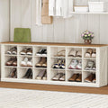 Hzuaneri Shoe Storage Bench, Wooden Entryway Shoe Benches with Cubby | Widened Wooden Farmhouse Shoe Bench with Compartments, Shoe Rack Benches for Cloakroom, Living Room, Antique White SB54514X