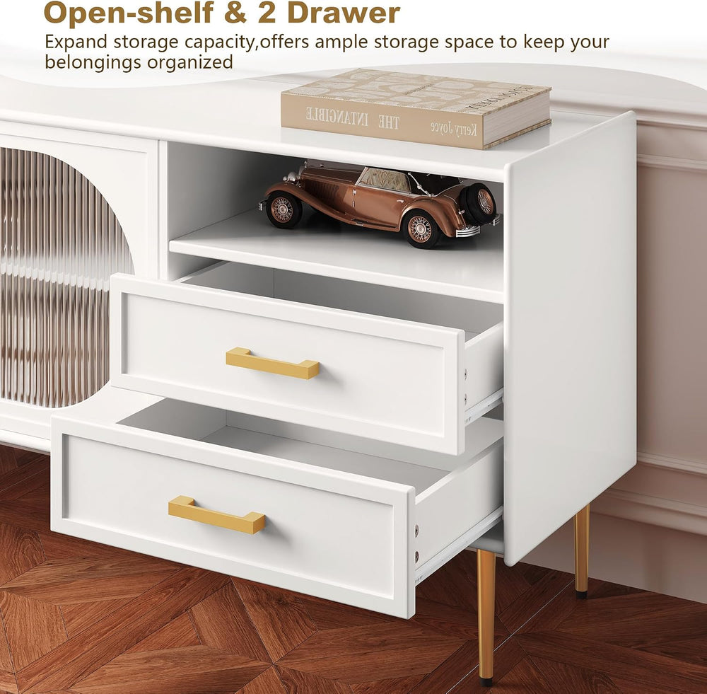 ARTPOWER 60" Modern TV Stand, Entertainment Center with Storage, White |...