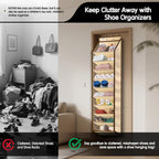 10 Tier Over The Door Organizer - Heavy Duty Hanging Storage Rack with Sturdy Oxford Fabric, Holds 20+ Pairs of Footwear, Boots & Sneakers, Saves 50% Closet Space(Beige)