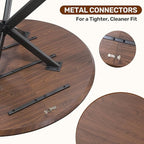 47.2" 5-Piece Round Dining Table Set for 4, Modern Wood Dining Table with 4 Upholstered Chairs, Kitchen & Dining Room Table Set with Metal Base for Apartment, Small Space, Walnut Table+4 Grey Chairs