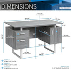 Techni Mobili Modern Office Desk with Storage, Gray