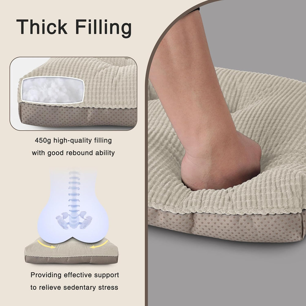 OVOV Dining Chair Cushions Set of 2 with Ties 18"x16.5"x3" Beige