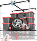 Motorized Garage Ceiling Storage Racks with Remote Control, 4x4 FT Overhead Garage Storage Rack, Heavy-Duty Lift Storage System, Space-Saving Hanging Shelves, 250 Lbs Capacity