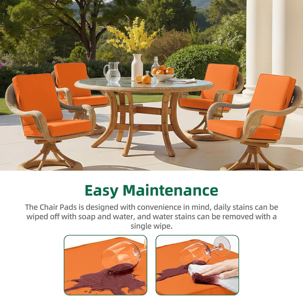 Detiblue Outdoor Chair Cushion Set, 22x22Inch Patio Seat Pads(Orange)