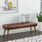 POLY & BARK Napa Luca Leather Bench in Cocoa Brown