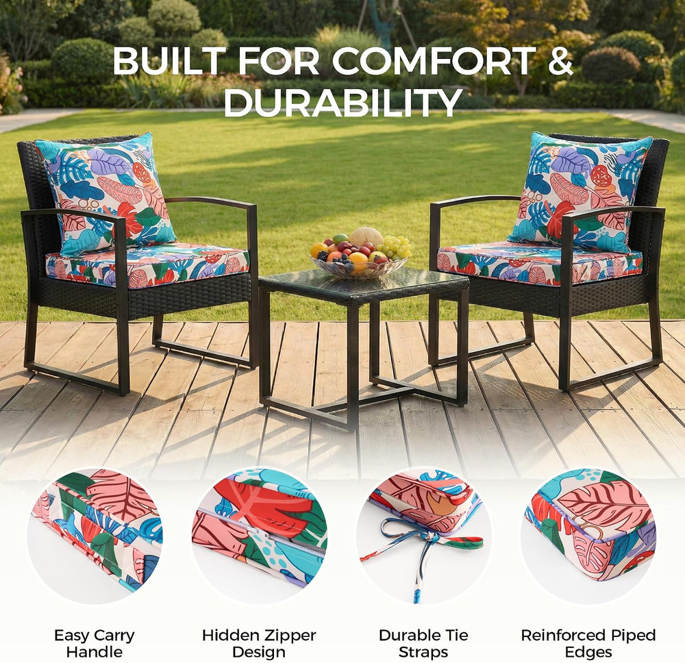 UNIKOME 22"x22"x3" Outdoor Chair Cushions Set - Waterproof Pat...
