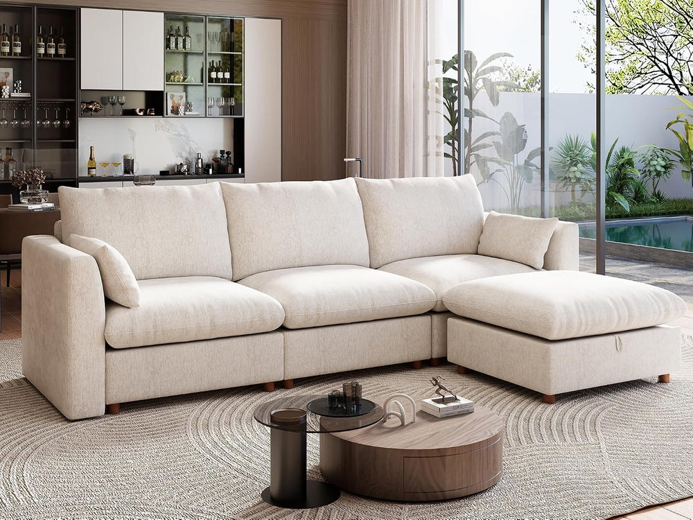 Ihanherry 117" Oversized Modular Sectional Sofa, Modern L Shaped Cloud C...