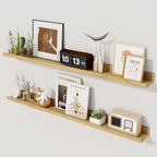 Axeman Oak Floating Shelves - Picture Ledge Shelf Set of 2-36 Inch Floating Shelves with Lip - Oak Picture Shelf for Wall with Ledge - Photo Ledge Shelves for Pictures Nursery Books